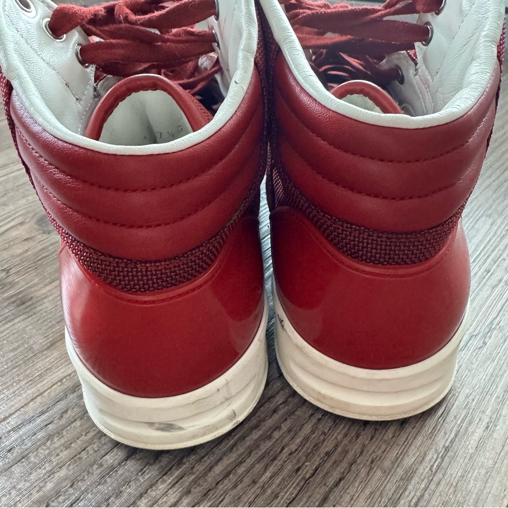 Gucci Men's 309517 Signature Red Burgundy High-Top Sneakers Size 7.5 - Picture 5 of 8